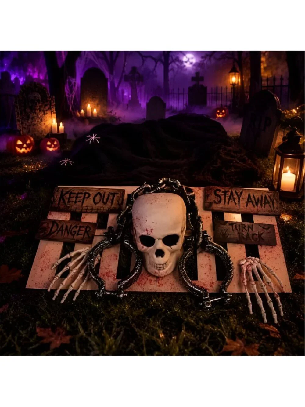 Halloween Decorations Outdoor Yard Set Including Wooden Fence Board Simulated